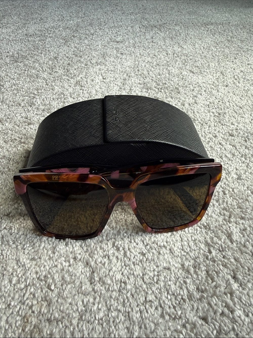 Prada Oversized Square Sunglasses in Pink and Brown Tortoiseshell